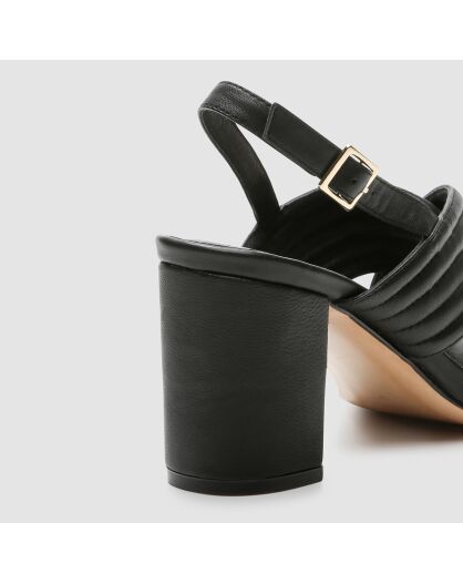 Sandales en Cuir Hilin noires - Talon 7 cm